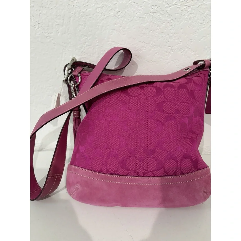 Coach Signature C Hot Pink Hobo Shoulder Bag Purse Vintage Y2K # 9362 - Picture 3 of 13